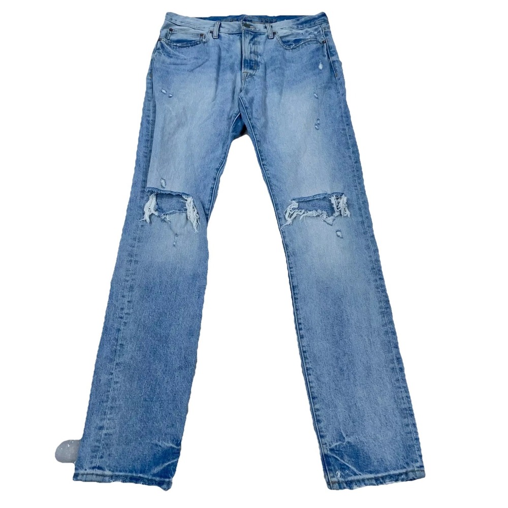 American Eagle Jeans Men 34x34 Slim Straight Light Flex Pants Ripped Holes Faded